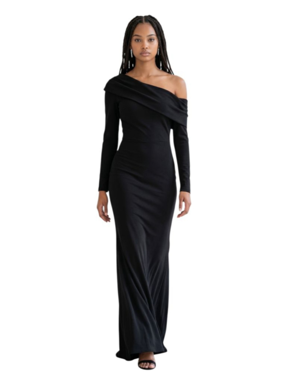 IEENA for MAC DUGGAL Black Cold-Shoulder Maxi Dress Size 12